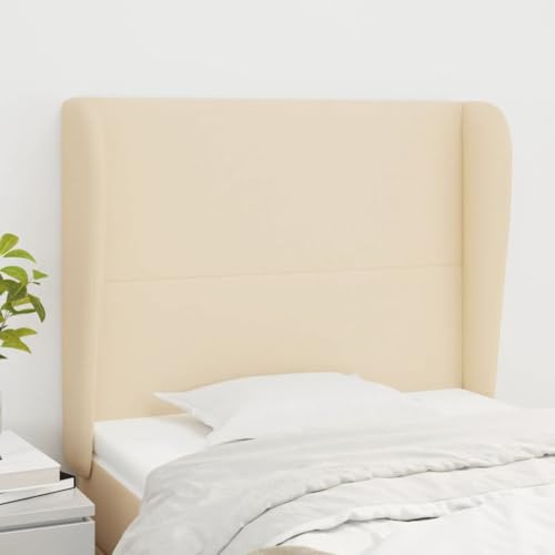 Kopfteil mit Ohren, Creme, 83x23x118/128 cm, verstellbares Stoff-Kopfteil für Bett, langlebiges Bett-Rückenpolster, optimaler Wandschutz Kopfteil mit Ohren, Creme, 83x23x118/128 cm, verstellbares Stoff-Kopfteil für Bett, langlebiges Bett-Rückenpolster, optimaler Wandschutz von Mandloder
