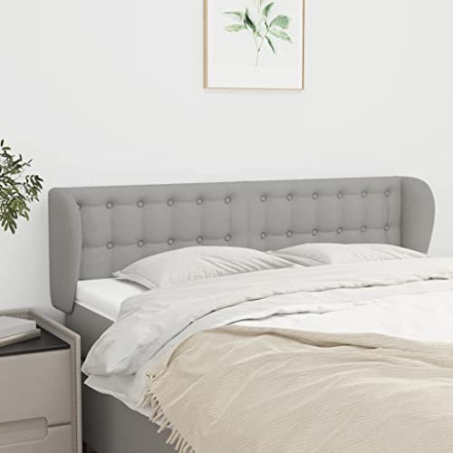 Kopfteil mit Ohren, Hellgrau, 147x23x78/88 cm, verstellbares Stoff-Kopfteil für Bett, Robustes Headboard, Wandpolster zum Lesen von Mandloder