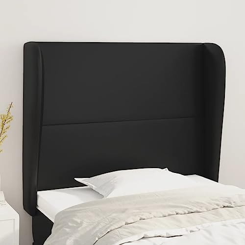 Kopfteil mit Ohren, Schwarz, 83x23x118/128 cm, Kunstleder, Höhenverstellbar für Bettgestelle, Langlebiges Material, Leichte Montage Kopfteil mit Ohren, Schwarz, 83x23x118/128 cm, Kunstleder, Höhenverstellbar für Bettgestelle, Langlebiges Material, Leichte Montage von Mandloder