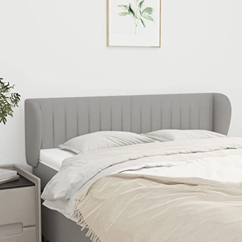 Kopfteil mit Ohren Hellgrau 147x23x78/88 cm, Höhenverstellbares Bett Kopfteil aus Stoff, Langlebiges Polster für Schlafzimmer Kopfteil mit Ohren Hellgrau 147x23x78/88 cm, Höhenverstellbares Bett Kopfteil aus Stoff, Langlebiges Polster für Schlafzimmer von Mandloder