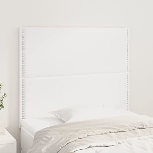Kopfteile 2 STK. Weiß 80x5x78/88 cm, Höhenverstellbar Kunstleder für Bett, Elegantes Design mit Nieten, Robuste Holzbeine Kopfteile 2 STK. Weiß 80x5x78/88 cm, Höhenverstellbar Kunstleder für Bett, Elegantes Design mit Nieten, Robuste Holzbeine von Mandloder