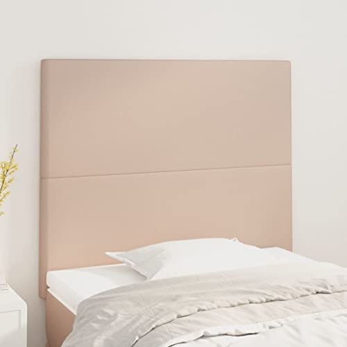Kopfteile 2er Set, Cappuccino-Braun Kunstleder 100x5x78/88 cm, Höhenverstellbar für Bett, Stabile Holzbeine, Elegantes Design, Robuster Wandschutz von Mandloder