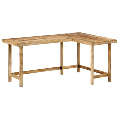 L-förmiger Schreibtisch aus massivem Mangoholz 165x110x75 cm, robuster Eck-Computertisch für Home Office, rustikales Möbelstück L-förmiger Schreibtisch aus massivem Mangoholz 165x110x75 cm, robuster Eck-Computertisch für Home Office, rustikales Möbelstück von Mandloder