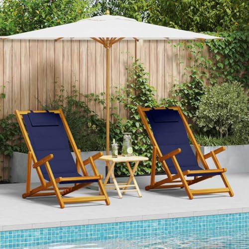 Liegestuhl 2er Set klappbar für Garten und Terrasse, Massivholz Akazie Braun, 61.5 x 123 x 82 cm, wetterfestes Outdoor Möbelstück für Entspannung von Mandloder