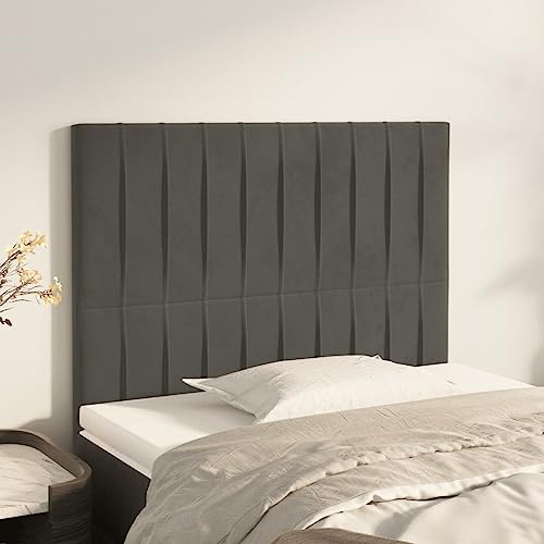 Mandloder 2 STK. Dunkelgrau Samt Kopfteile, 90x5x78/88 cm, Höhenverstellbar, Robuste Holzbeine, Klassisches Design für Schlafzimmer, Weicher Stoff Komfort Mandloder 2 STK. Dunkelgrau Samt Kopfteile, 90x5x78/88 cm, Höhenverstellbar, Robuste Holzbeine, Klassisches Design für Schlafzimmer, Weicher Stoff Komfort von Mandloder