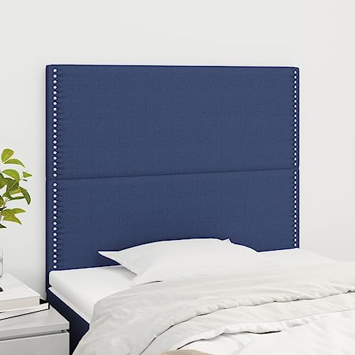 Mandloder 2X Elegante Kopfteile 100x5x78/88 cm Blau, Höhenverstellbares Stoff-Kopfteil für Doppelbetten, robuste Holzbeine, modernes Design mit Nieten Mandloder 2X Elegante Kopfteile 100x5x78/88 cm Blau, Höhenverstellbares Stoff-Kopfteil für Doppelbetten, robuste Holzbeine, modernes Design mit Nieten von Mandloder