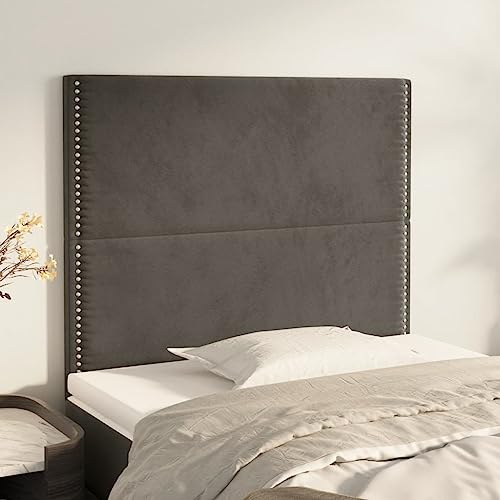 Mandloder 2X Kopfteile Dunkelgrau, 80x5x78/88 cm, Samt-Polsterung, höhenverstellbar, für Schlafzimmer, weicher Stoff, robuste Holzbeine, Elegantes Design von Mandloder