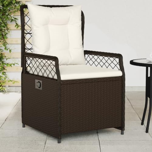 Mandloder 2er Set Gartensessel verstellbar, Braun Poly Rattan Hochlehner für Garten Outdoor & Terrasse, wetterfeste Gartenmöbel mit Kissen, Bequeme Stühle für Entspannung von Mandloder
