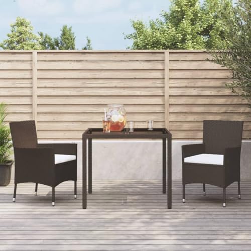 Mandloder 2er Set Gartenstühle mit Kissen, Braun Poly Rattan & Stahl, robuste Gartenmöbel Stühle für Outdoor Garten Terrasse, Bequeme Hochlehner Sitzmöbel, wetterfest & pflegeleicht. von Mandloder