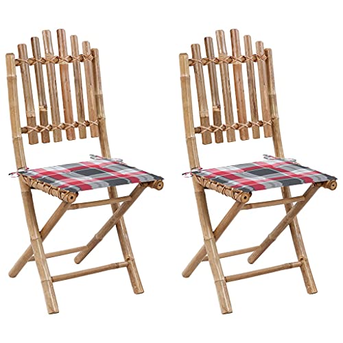 Mandloder 2er Set Klappbare Gartenstühle Massiv Bambus mit Kissen, Wetterfeste Outdoor Gartenmöbel für Balkon Terrasse, Platzsparende Esszimmer Stühle Mandloder 2er Set Klappbare Gartenstühle Massiv Bambus mit Kissen, Wetterfeste Outdoor Gartenmöbel für Balkon Terrasse, Platzsparende Esszimmer Stühle von Mandloder