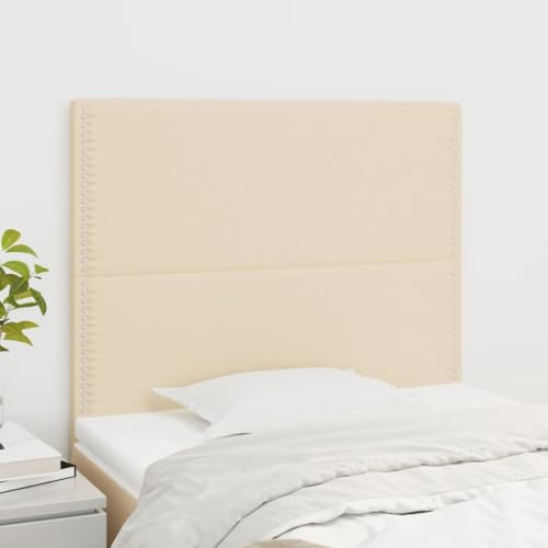 Mandloder 2er Set Kopfteile Creme, 100x5x78/88 cm Stoff, Höhenverstellbar, Robuste Holzbeine, Elegantes Design für Schlafzimmerbetten von Mandloder