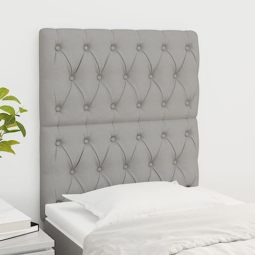 Mandloder 2er-Set Kopfteile Hellgrau, 80x7x78/88 cm, Stoffbezug, verstellbar, für Schlafzimmer, Bettrahmen, robuste Holzbeine, modernes Design von Mandloder