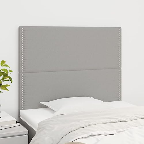 Mandloder 2er-Set Kopfteile Hellgrau aus Stoff, 80x5x78/88 cm, Höhenverstellbar, Robuste Holzbeine, für Schlafzimmerbetten Mandloder 2er-Set Kopfteile Hellgrau aus Stoff, 80x5x78/88 cm, Höhenverstellbar, Robuste Holzbeine, für Schlafzimmerbetten von Mandloder