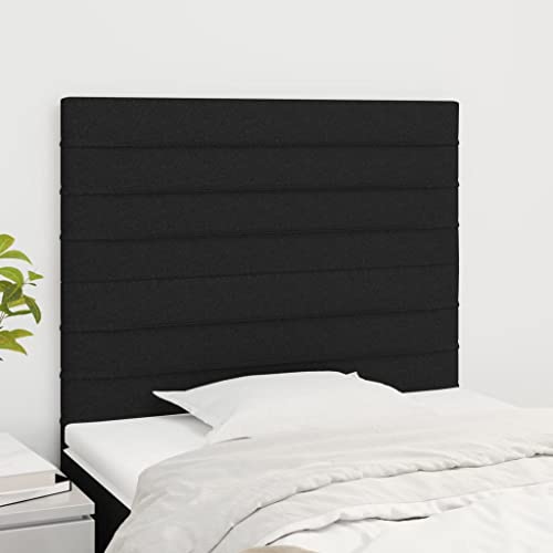 Mandloder 2er-Set Kopfteile Schwarz, 100x5x78/88 cm Stoffpolsterung, Höhenverstellbar für Bettgestelle, Robuste Holzbeine, Elegantes Design Schlafzimmer von Mandloder