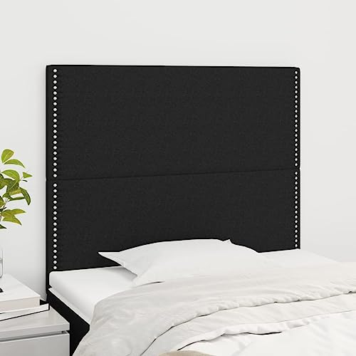 Mandloder 2er-Set Kopfteile Schwarz 100x5x78/88 cm, Höhenverstellbares Stoff-Kopfteil mit Nieten, Robuste Holzbeine, Ideal für Schlafzimmer und Polsterbetten von Mandloder