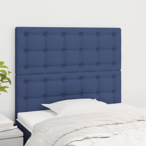 Mandloder 2er Set Kopfteile für Bett, Blau, Stoff, 100x5x78/88 cm, Höhenverstellbar, Robuste Holzbeine, Klassisches Design Schlafzimmer Kopfteil Polsterung für Komfort Mandloder 2er Set Kopfteile für Bett, Blau, Stoff, 100x5x78/88 cm, Höhenverstellbar, Robuste Holzbeine, Klassisches Design Schlafzimmer Kopfteil Polsterung für Komfort von Mandloder