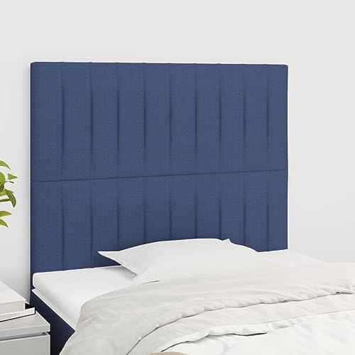 Mandloder 2er Set Kopfteile für Bett, Blau Stoff, 80x5x78/88 cm, Höhenverstellbar, Stabile Holzbeine, Atmungsaktiv, Elegantes Design für Schlafzimmer von Mandloder