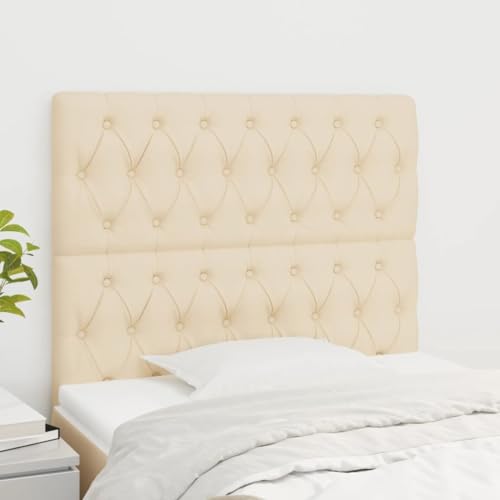 Mandloder 2er Set Modernes Kopfteil in Creme, 90x7x78/88 cm, Höhenverstellbar, Strapazierfähiger Stoff für Schlafzimmer Betten, Robuste Holzbeine, Gemütliche Rückenlehne zum Lesen von Mandloder