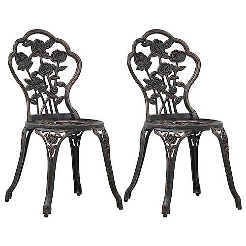 Mandloder 2er-Set Outdoor Bistro-Stühle Bronze Aluminiumguss für Garten und Terrasse, wetterfestes Gartenmöbel-Set, stabile Terrassenstühle mit Blumenmuster Mandloder 2er-Set Outdoor Bistro-Stühle Bronze Aluminiumguss für Garten und Terrasse, wetterfestes Gartenmöbel-Set, stabile Terrassenstühle mit Blumenmuster von Mandloder