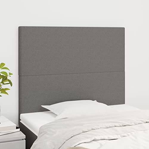 Mandloder 2er-Set Stoff-Kopfteile dunkelgrau, 80x5x78/88 cm, höhenverstellbar mit stabilen Holzbeinen, atmungsaktiver Bezug für Schlafzimmerbetten, ideal zum Lesen und Entspannen von Mandloder