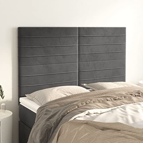 Mandloder 4 STK. Dunkelgraue Kopfteile, 72x5x78/88 cm, weicher Samt, verstellbare Höhe, robuste Holzbeine, für Schlafzimmer, Bequeme Rückenlehne Mandloder 4 STK. Dunkelgraue Kopfteile, 72x5x78/88 cm, weicher Samt, verstellbare Höhe, robuste Holzbeine, für Schlafzimmer, Bequeme Rückenlehne von Mandloder