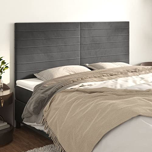 Mandloder 4 STK. Kopfteile, Dunkelgrau, 80x5x78/88 cm, weicher Samt, verstellbare Höhe, für Schlafzimmer, gemütliches Sitzen Mandloder 4 STK. Kopfteile, Dunkelgrau, 80x5x78/88 cm, weicher Samt, verstellbare Höhe, für Schlafzimmer, gemütliches Sitzen von Mandloder