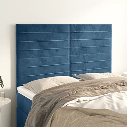 Mandloder 4 Stück Kopfteile Dunkelblau, weicher Samt, 72x5x78/88 cm, höhenverstellbar, Robustes Holz, für Schlafzimmer, Bequeme Rückenlehne Mandloder 4 Stück Kopfteile Dunkelblau, weicher Samt, 72x5x78/88 cm, höhenverstellbar, Robustes Holz, für Schlafzimmer, Bequeme Rückenlehne von Mandloder
