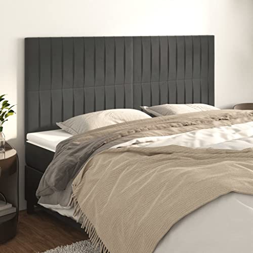 Mandloder 4X Samt Kopfteile Dunkelgrau für Doppelbett 80x5x78/88 cm, Höhenverstellbar, Weich Gepolstert, Robuste Holzbeine, Luxuriöser Schlafzimmer Komfort Mandloder 4X Samt Kopfteile Dunkelgrau für Doppelbett 80x5x78/88 cm, Höhenverstellbar, Weich Gepolstert, Robuste Holzbeine, Luxuriöser Schlafzimmer Komfort von Mandloder