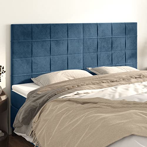 Mandloder 4er-Set Dunkelblau Kopfteile, 90x5x78/88 cm, Samt, Höhenverstellbar, Weich Gepolstert für Betten, Robuste Holzbeine, Klassisches Design Schlafzimmer Mandloder 4er-Set Dunkelblau Kopfteile, 90x5x78/88 cm, Samt, Höhenverstellbar, Weich Gepolstert für Betten, Robuste Holzbeine, Klassisches Design Schlafzimmer von Mandloder