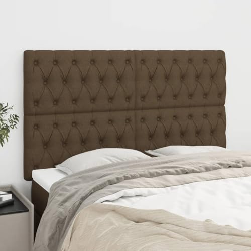 Mandloder 4er-Set Kopfteile, Dunkelbraun, 80x7x78/88 cm, Stoff, höhenverstellbar, Robustes Holz, für Schlafzimmer, bequemes Rückenpolster von Mandloder