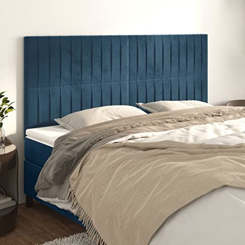Mandloder 4er-Set Kopfteile Dunkelblau, 90x5x78/88 cm Samt, Höhenverstellbar für Bettgestell, Weicher Stoff, Schlafzimmer von Mandloder