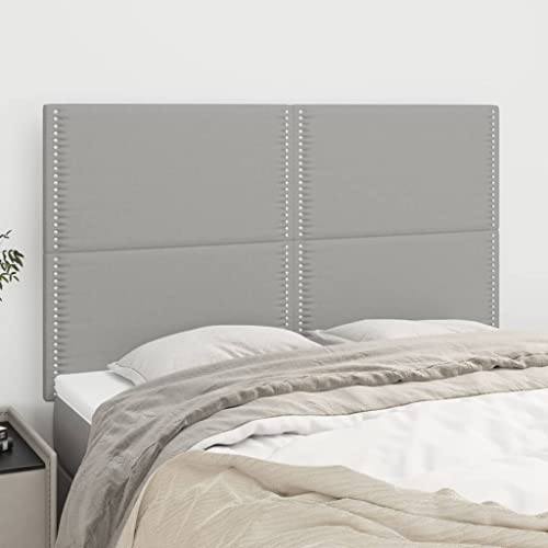 Mandloder 4er-Set Kopfteile Hellgrau 72x5x78/88 cm, Stoffbezug, verstellbare Höhe, robuste Holzbeine, ideal für Schlafzimmer und Betten von Mandloder