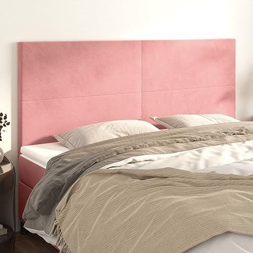 Mandloder 4er Set rosa Samt Kopfteile, 90x5x78/88 cm, verstellbar, weich gepolstert, für Schlafzimmer, klassisches Design, Robustes Bett-Zubehör Mandloder 4er Set rosa Samt Kopfteile, 90x5x78/88 cm, verstellbar, weich gepolstert, für Schlafzimmer, klassisches Design, Robustes Bett-Zubehör von Mandloder