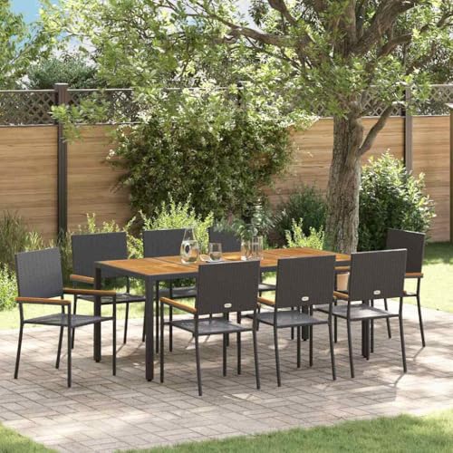 Mandloder 9-teiliges modernes Gartenmöbel-Set, Schwarz-Braun, mit 190x90x75 cm Esstisch aus Sicherheitsglas und bequemen Poly-Rattan-Stühlen für Outdoor-Terrasse Mandloder 9-teiliges modernes Gartenmöbel-Set, Schwarz-Braun, mit 190x90x75 cm Esstisch aus Sicherheitsglas und bequemen Poly-Rattan-Stühlen für Outdoor-Terrasse von Mandloder