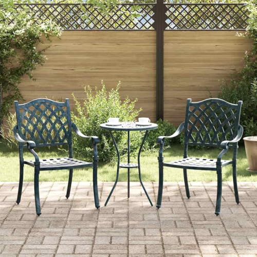 Mandloder Aluminium Gartenstuhl 2er Set Grün 55x56.5x91cm, Hochlehner Outdoor Stühle für Garten & Terrasse, wetterfeste Balkon Möbel, robust & pflegeleicht von Mandloder