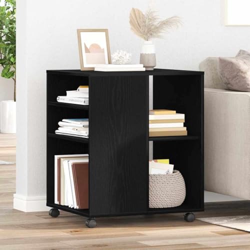 Mandloder Aufbewahrungsschrank mit Rollen, Schwarze Eiche, 60x53x72.5 cm, Büro Bad Küche Holzwerkstoff Schrank mit 2 Regalen, Beweglicher Stauraum Organizer von Mandloder