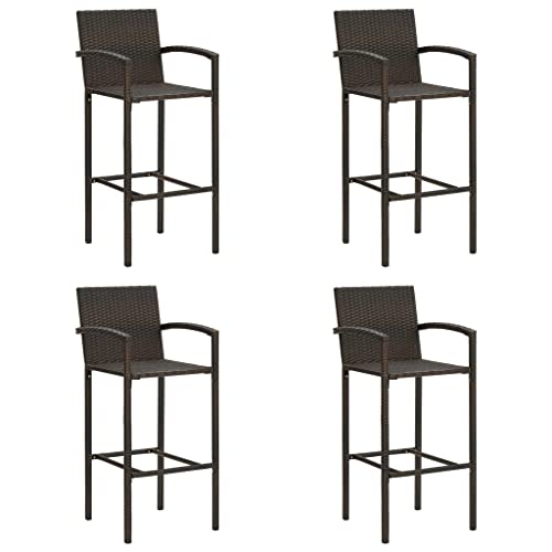 Mandloder Barhocker 4er Set Braun Poly Rattan Hochlehner Stühle Outdoor Gartenmöbel, wetterfest mit Stahlrahmen, 118cm hoch, für Garten Terrasse Balkon, belastbar 110kg Mandloder Barhocker 4er Set Braun Poly Rattan Hochlehner Stühle Outdoor Gartenmöbel, wetterfest mit Stahlrahmen, 118cm hoch, für Garten Terrasse Balkon, belastbar 110kg von Mandloder