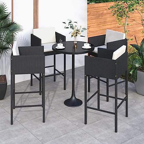 Mandloder Barhocker 4er Set mit Kissen, Schwarz Poly Rattan Stahlgestell, wetterfeste Gartenstühle 50x48x100cm Hochlehner Outdoor Garten Möbel, 110kg Tragkraft pflegeleicht Mandloder Barhocker 4er Set mit Kissen, Schwarz Poly Rattan Stahlgestell, wetterfeste Gartenstühle 50x48x100cm Hochlehner Outdoor Garten Möbel, 110kg Tragkraft pflegeleicht von Mandloder