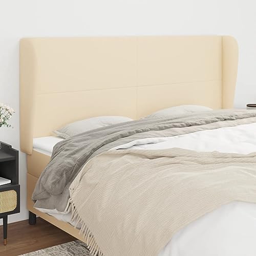 Mandloder Cremefarbenes Kopfteil mit Ohren, 163x23x118/128 cm, aus strapazierfähigem Stoff, höhenverstellbar, für Schlafzimmer, Stabiler Holzrahmen, weiche Polsterung Mandloder Cremefarbenes Kopfteil mit Ohren, 163x23x118/128 cm, aus strapazierfähigem Stoff, höhenverstellbar, für Schlafzimmer, Stabiler Holzrahmen, weiche Polsterung von Mandloder