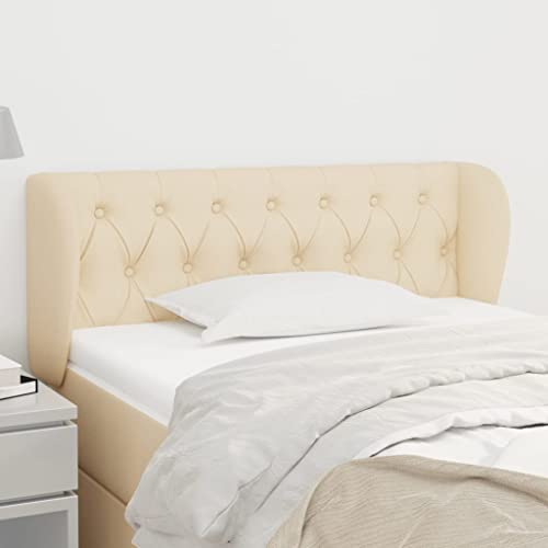 Mandloder Cremefarbenes Kopfteil mit Ohren, 93x23x78/88 cm, weicher Stoff, verstellbar, robuste Holzbeine, Elegantes Design für Schlafzimmer Mandloder Cremefarbenes Kopfteil mit Ohren, 93x23x78/88 cm, weicher Stoff, verstellbar, robuste Holzbeine, Elegantes Design für Schlafzimmer von Mandloder