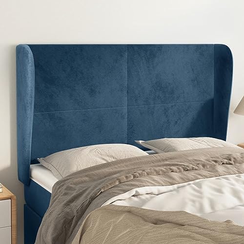 Mandloder Dunkelblaues Kopfteil mit Ohren, 147x23x118/128 cm, aus weichem Samt für Betten, verstellbares Design, bietet optimale Rückenunterstützung für Schlafzimmer Mandloder Dunkelblaues Kopfteil mit Ohren, 147x23x118/128 cm, aus weichem Samt für Betten, verstellbares Design, bietet optimale Rückenunterstützung für Schlafzimmer von Mandloder