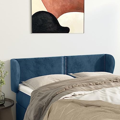 Mandloder Dunkelblaues Kopfteil mit Ohren, 147x23x78/88 cm, weicher Samt, verstellbare Höhe, Elegantes Design für Schlafzimmerbetten Mandloder Dunkelblaues Kopfteil mit Ohren, 147x23x78/88 cm, weicher Samt, verstellbare Höhe, Elegantes Design für Schlafzimmerbetten von Mandloder