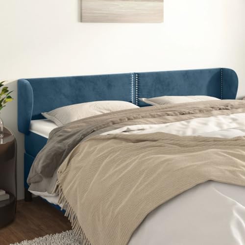 Mandloder Dunkelblaues Samt Kopfteil mit Ohren, 163 cm Breite, höhenverstellbar, für Schlafzimmer, klassisches Polsterbett-Design, stabile Holzbeine Mandloder Dunkelblaues Samt Kopfteil mit Ohren, 163 cm Breite, höhenverstellbar, für Schlafzimmer, klassisches Polsterbett-Design, stabile Holzbeine von Mandloder