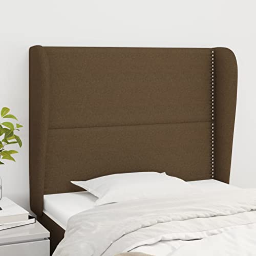 Mandloder Dunkelbraunes Kopfteil mit Ohren, 93x23x118/128 cm, Stoff, höhenverstellbar, Robustes Bett-Kopfteil für Schlafzimmer, bequemes Rückenpolster von Mandloder