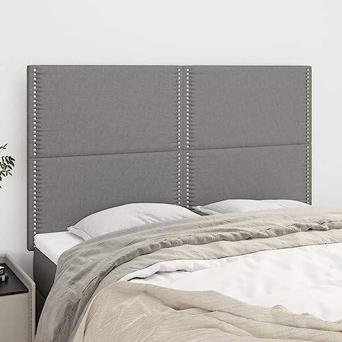 Mandloder Dunkelgraue Kopfteile 4 STK. aus Stoff, 72x5x78/88 cm, Höhenverstellbar für Betten, Robuste Holzbeine für Schlafzimmer-Wandschutz, Elegantes Design mit Nieten Mandloder Dunkelgraue Kopfteile 4 STK. aus Stoff, 72x5x78/88 cm, Höhenverstellbar für Betten, Robuste Holzbeine für Schlafzimmer-Wandschutz, Elegantes Design mit Nieten von Mandloder