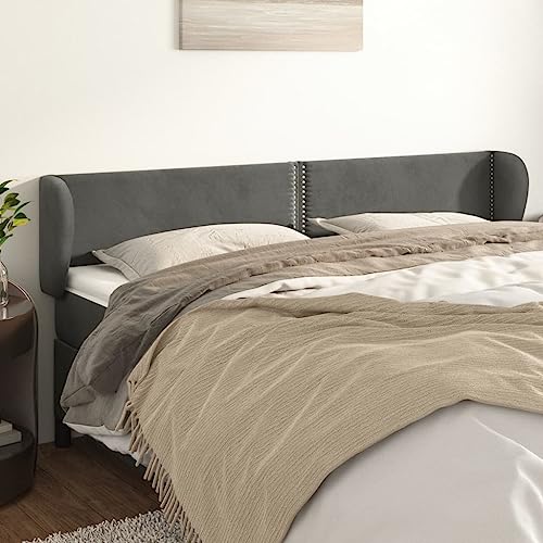 Mandloder Dunkelgraues Kopfteil mit Ohren, 163x23x78/88 cm, Samtbezug, höhenverstellbar für Betten, Polster-Rückenlehne, Schlafzimmer-Komfort Mandloder Dunkelgraues Kopfteil mit Ohren, 163x23x78/88 cm, Samtbezug, höhenverstellbar für Betten, Polster-Rückenlehne, Schlafzimmer-Komfort von Mandloder