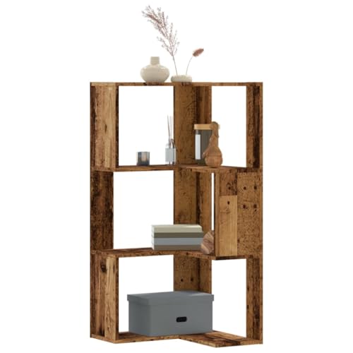 Mandloder Eck-Bücherregal 3 Böden, Altholz-Optik Holzwerkstoff, 50x50x102cm Standregal, Robustes Bücherregal für Wohnzimmer, Schlafzimmer, Büro Mandloder Eck-Bücherregal 3 Böden, Altholz-Optik Holzwerkstoff, 50x50x102cm Standregal, Robustes Bücherregal für Wohnzimmer, Schlafzimmer, Büro von Mandloder