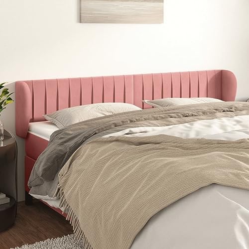 Mandloder Elegantes Kopfteil mit Ohren, Rosa Samt, 203x23x78/88 cm, Höhenverstellbar, Robuste Holzbeine für Doppelbetten, Schlafzimmer, Komfort Mandloder Elegantes Kopfteil mit Ohren, Rosa Samt, 203x23x78/88 cm, Höhenverstellbar, Robuste Holzbeine für Doppelbetten, Schlafzimmer, Komfort von Mandloder