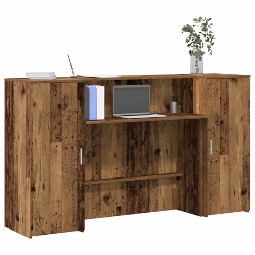 Mandloder Empfangstheke Altholz-Optik 180x50x103,5 cm, robuster Holzwerkstoff, vielseitig für Büro & Praxis, mit integriertem Tresen & Stauraum von Mandloder