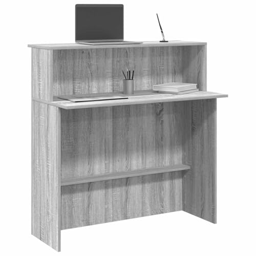 Mandloder Empfangstheke Grau Sonoma, 100x50x103,5 cm, Robuster Holzwerkstoff für Büro und Praxis, Vielseitiger Kassentresen mit Stauraum Mandloder Empfangstheke Grau Sonoma, 100x50x103,5 cm, Robuster Holzwerkstoff für Büro und Praxis, Vielseitiger Kassentresen mit Stauraum von Mandloder